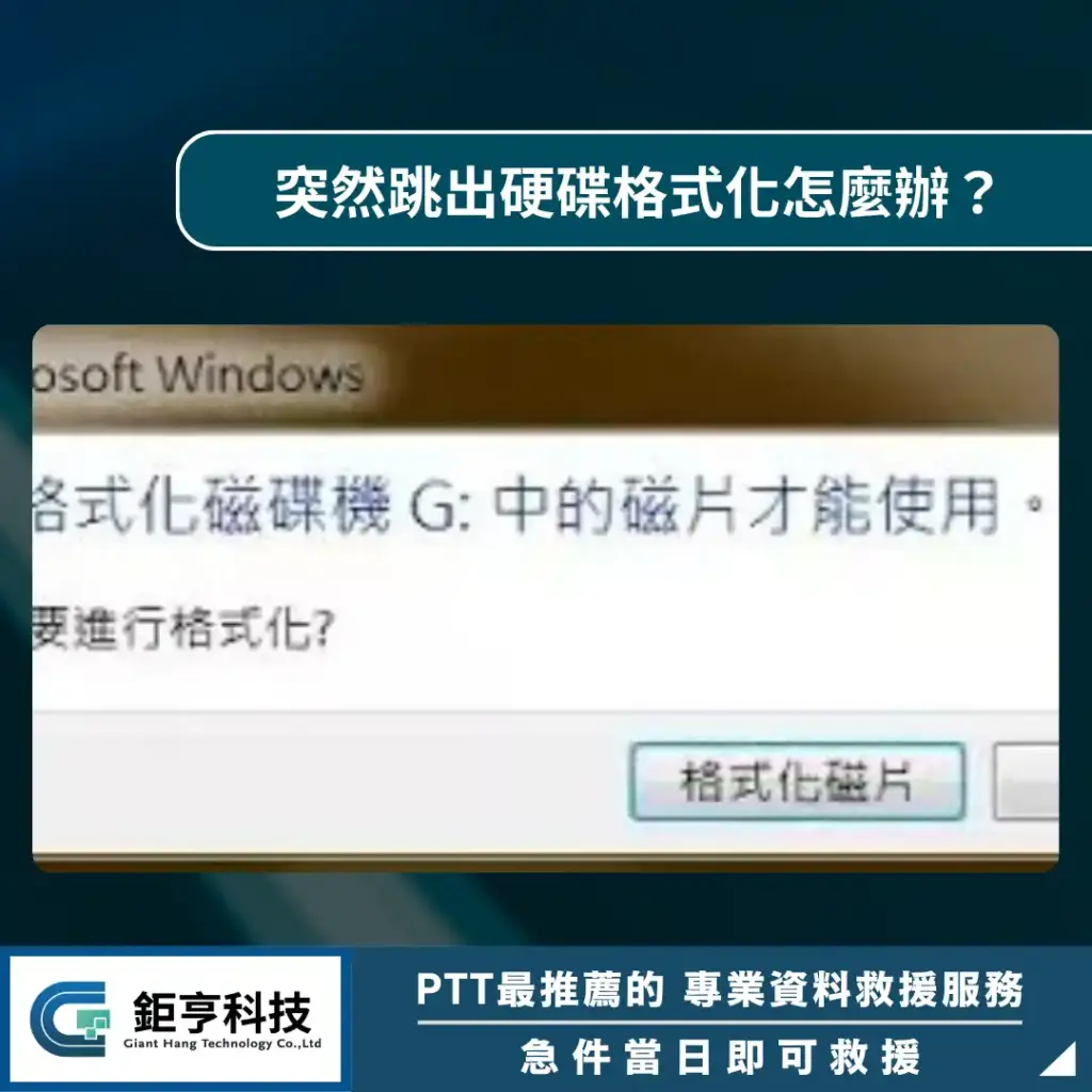 突然跳出硬碟格式化怎麼辦？